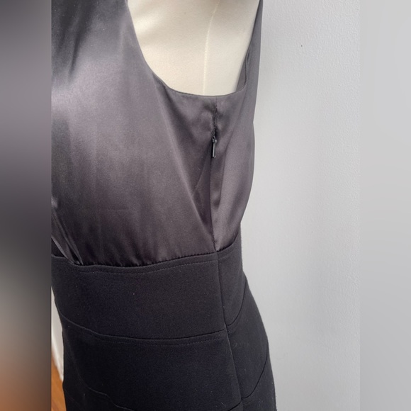 Donna Ricco NY Black Satin Sleeveless Bandage Dress 8 Bodycon High Neck Bow - Picture 3 of 5